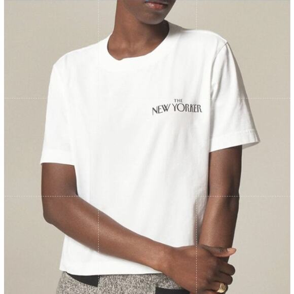 J.Crew X The New Yorker Relaxed-Fit Cartoon Graphic T-Shirt WMNS S White Cotton - Picture 1 of 8